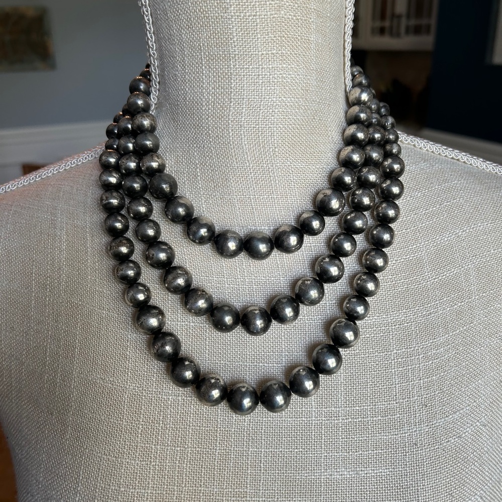 Chicos Triple Strand Beaded Necklace